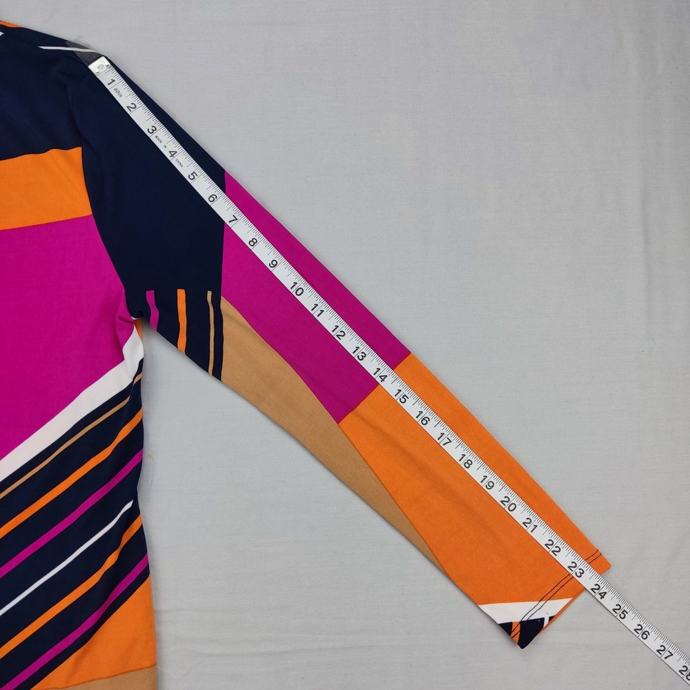 Charter Club Top Womens M Multi Colorblock Tie Neck Long Sleeve Geometric Knit - Picture 6 of 7